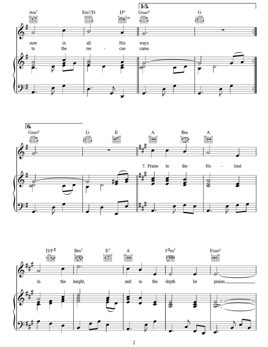 Praise To The Holiest In The Heights Guitar scores gallery preview page 2