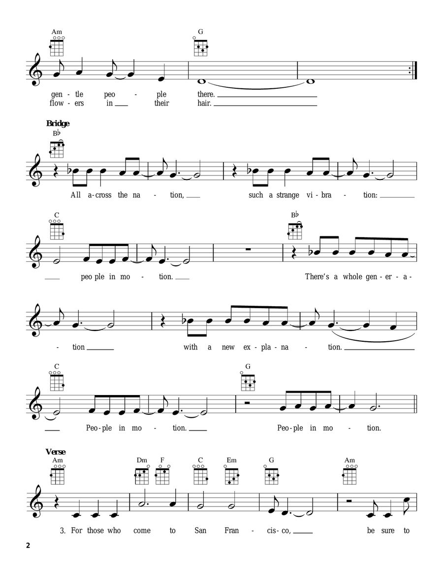 San Francisco (Be Sure To Wear Some Flowers In Your Hair) Ukulele scores gallery preview page 2
