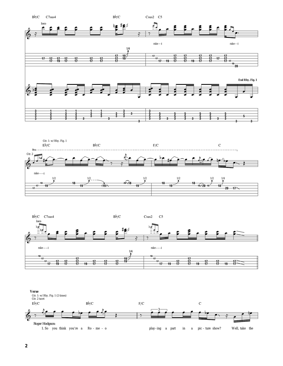 Take The Long Way Home Acoustic Guitar scores gallery preview page 2