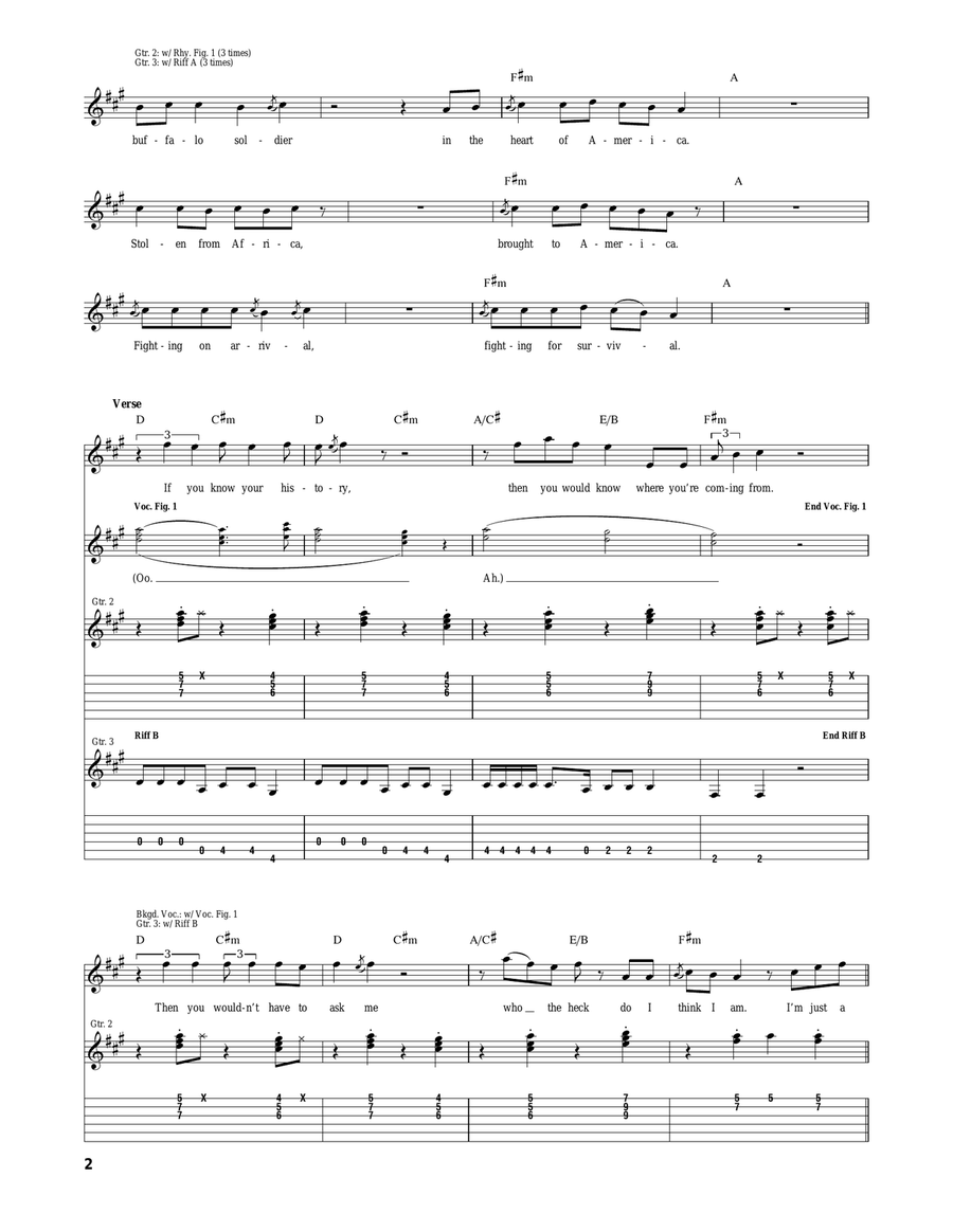 Buffalo Soldier Buffalo Soldier Acoustic Guitar scores gallery preview page 2