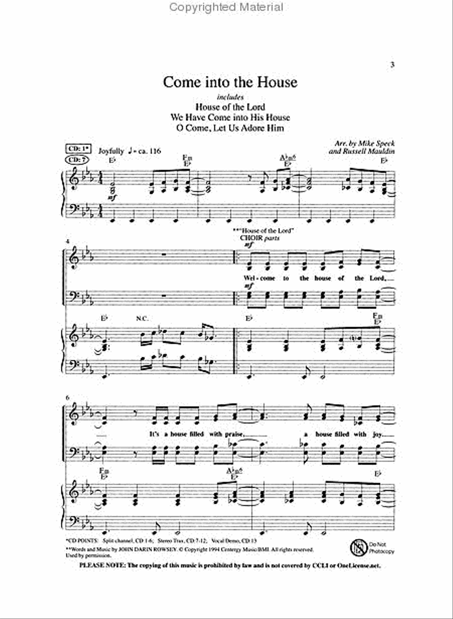 Come Into the House, Medley (Anthem) 4-Part scores gallery preview page 2