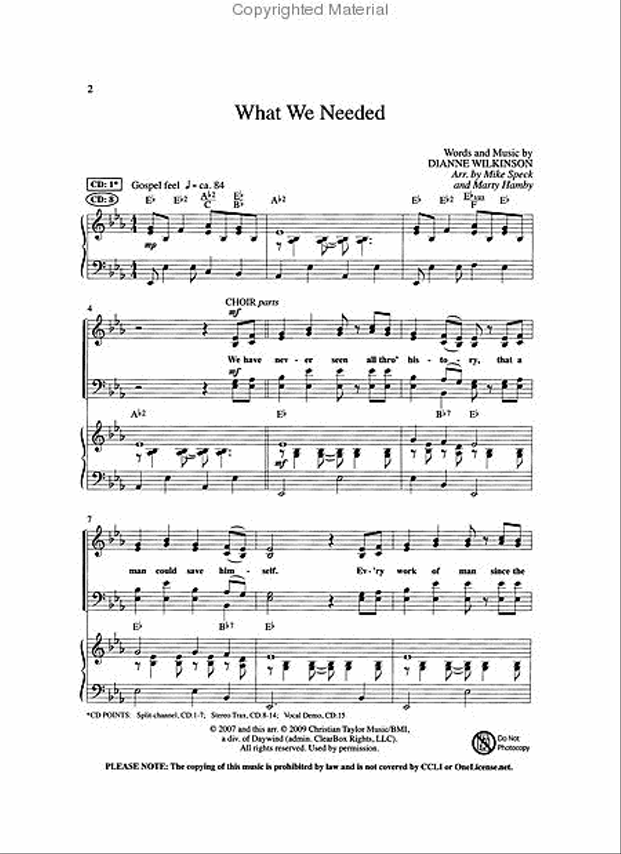 What We Needed (Anthem) 4-Part scores gallery preview page 2