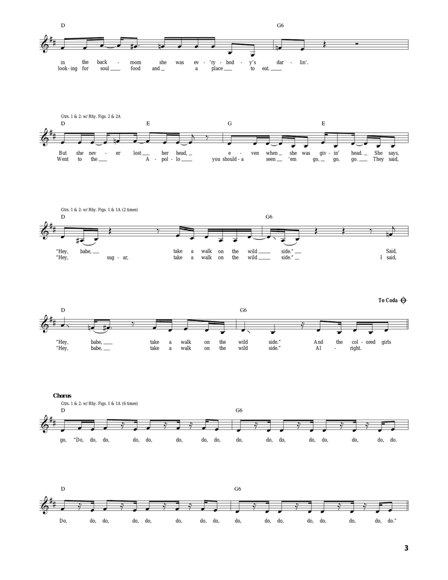 Walk On The Wild Side Walk On The Wild Side Acoustic Guitar scores gallery preview page 3