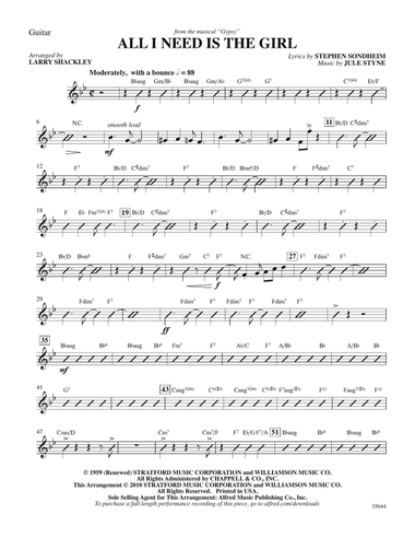 All I Need Is the Girl (from the musical Gypsy): Guitar