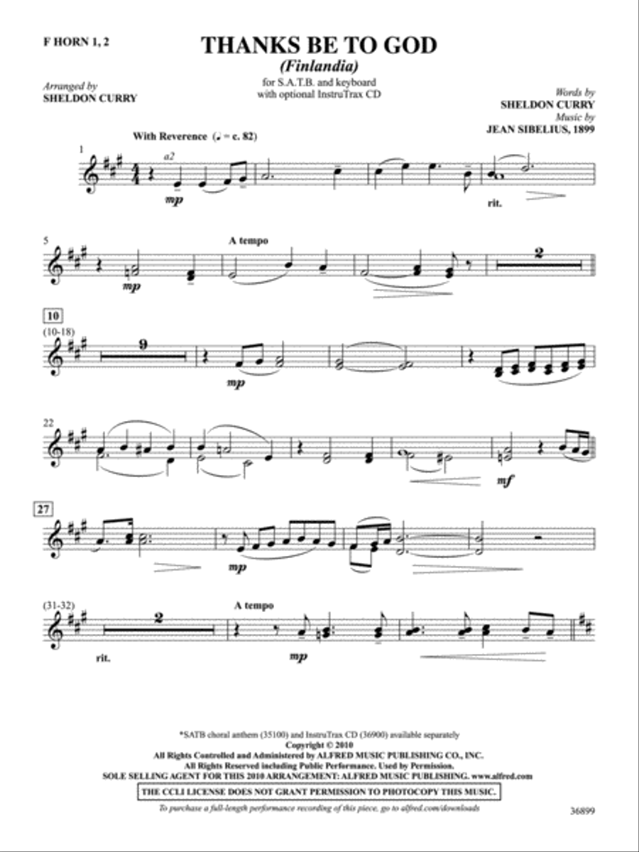 Thanks Be to God: 1st & 2nd F Horns Part scores gallery preview page 1