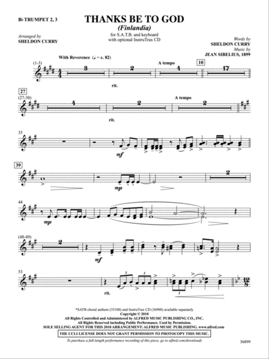 Thanks Be to God: 2nd & 3rd Trumpet Part scores gallery preview page 1