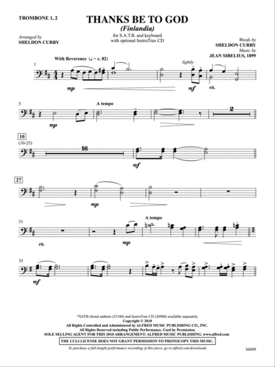 Thanks Be to God: 1st & 2nd Trombones Part scores gallery preview page 1