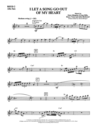 I Let a Song Go Out of My Heart: 2nd E-flat Alto Saxophone