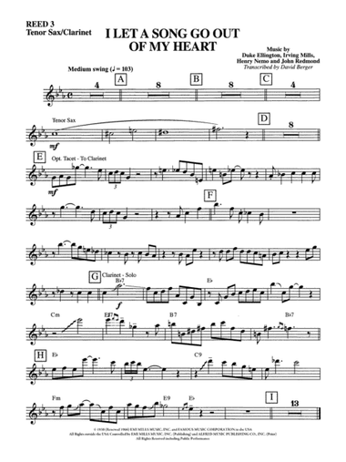 I Let a Song Go Out of My Heart: B-flat Tenor Saxophone