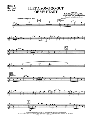 I Let a Song Go Out of My Heart: E-flat Baritone Saxophone