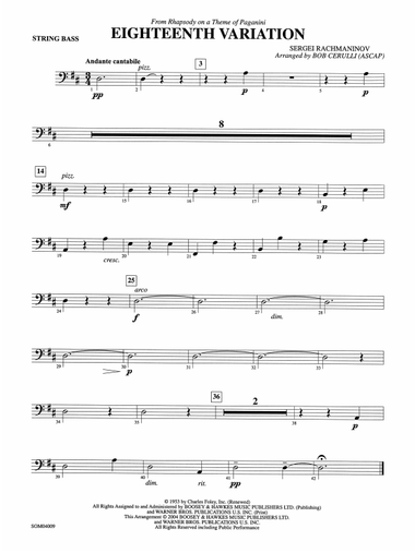 Eighteenth Variation (from Rhapsody on a Theme of Paganini): String Bass