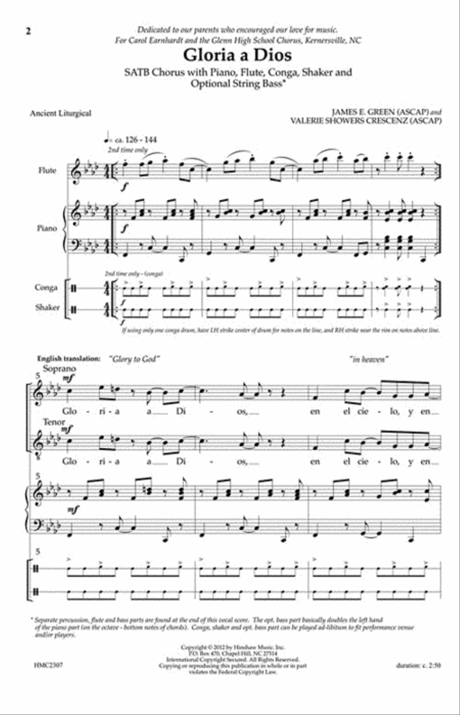 Gloria A Dios Gloria A Dios 4-Part scores gallery preview page 2
