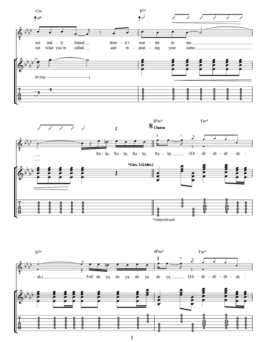 Ruby Ruby Acoustic Guitar scores gallery preview page 3