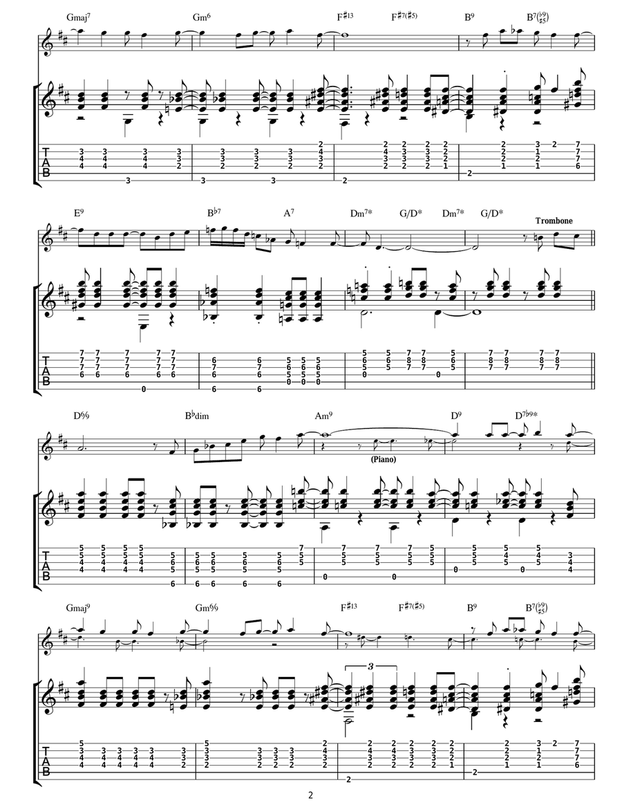 Wave Wave Guitar Tablature scores gallery preview page 2