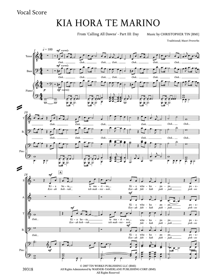 Kia Hora Te Marino 4-Part scores gallery preview page 2