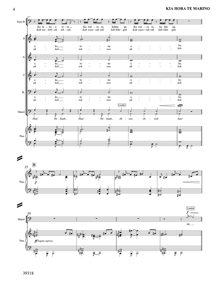 Kia Hora Te Marino 4-Part scores gallery preview page 4