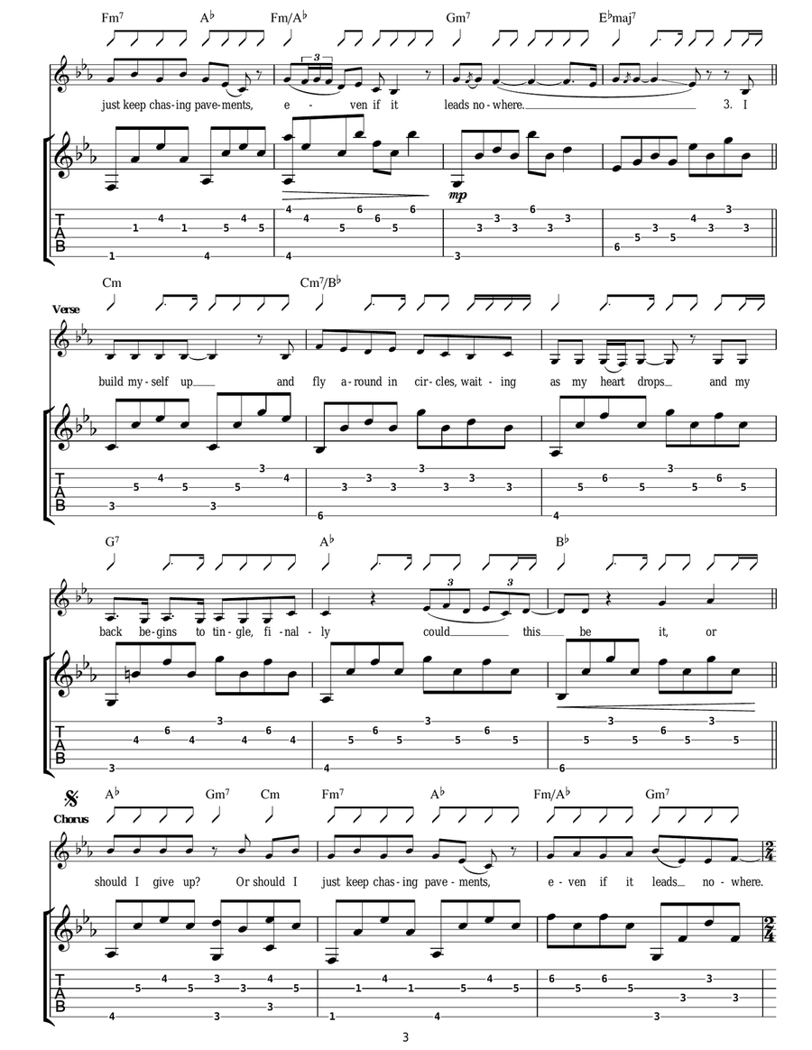 Chasing Pavements Chasing Pavements Acoustic Guitar scores gallery preview page 3
