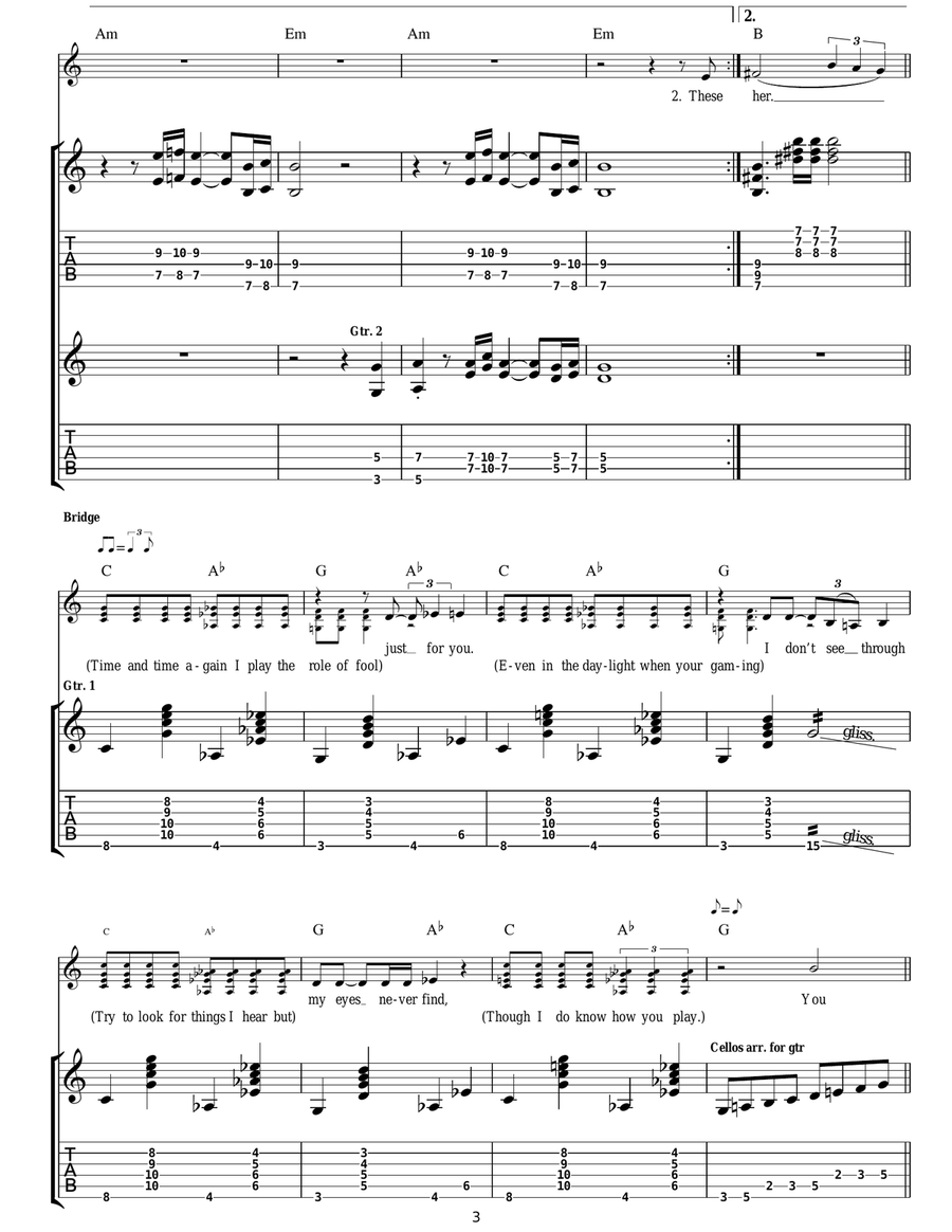 Cold Shoulder Cold Shoulder Acoustic Guitar scores gallery preview page 3