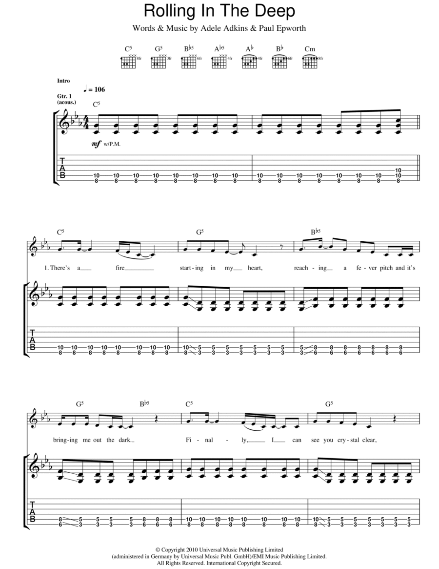 Rolling In The Deep Electric Guitar scores gallery preview page 1