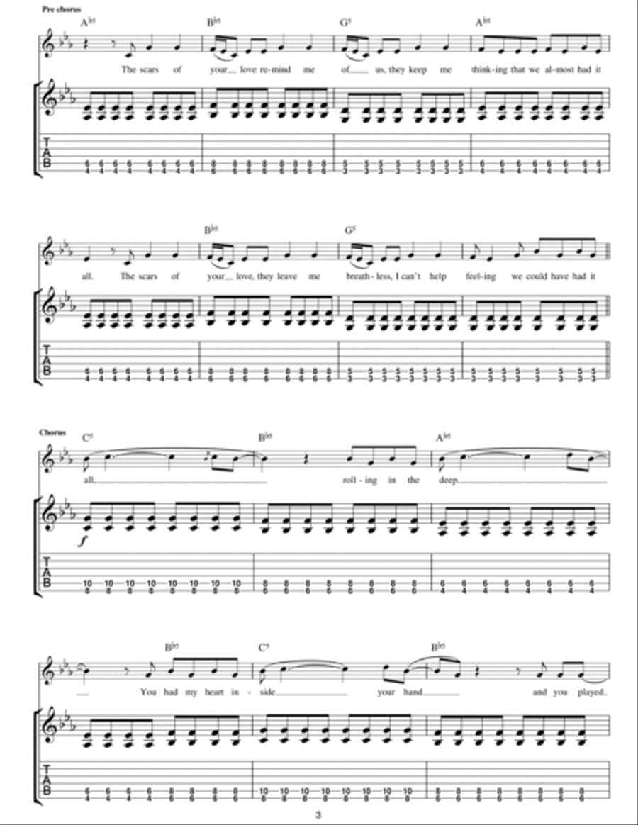 Rolling In The Deep Electric Guitar scores gallery preview page 3