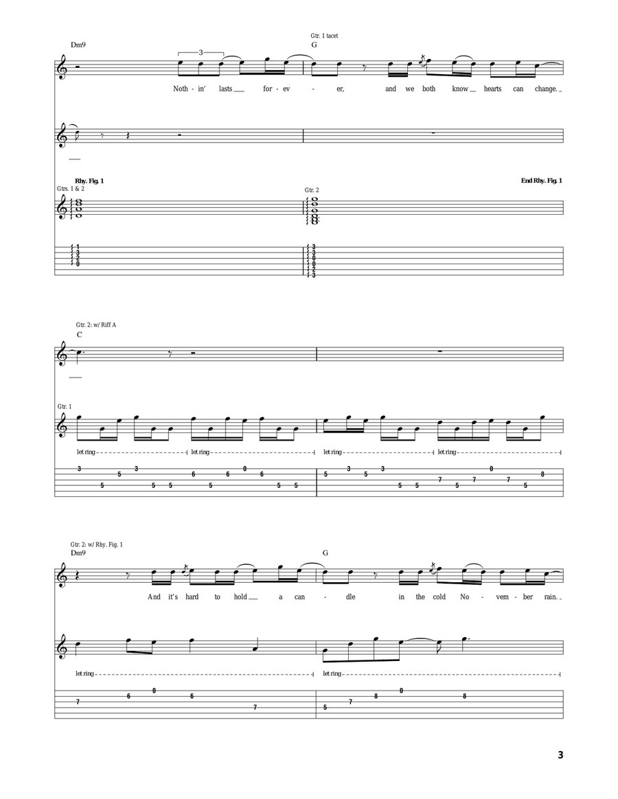 November Rain November Rain Acoustic Guitar scores gallery preview page 3