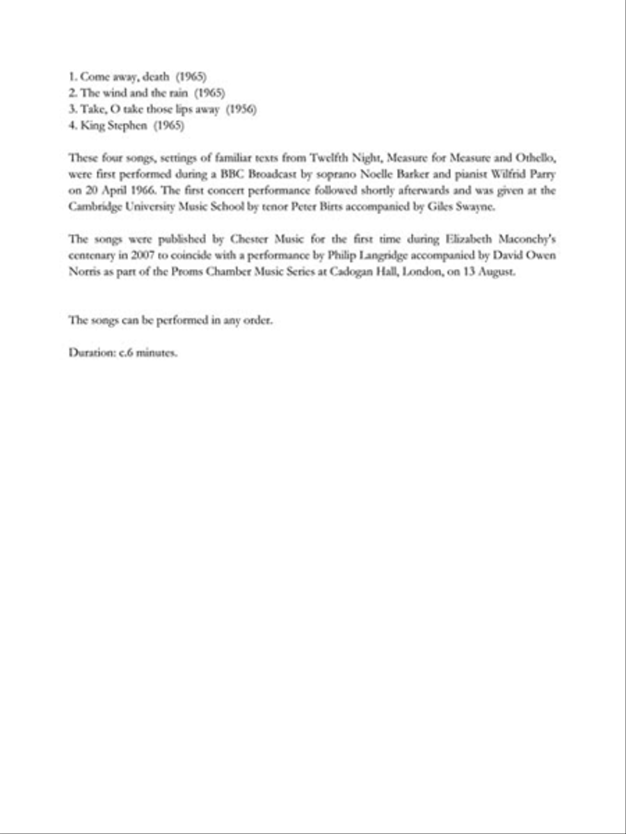 Four Shakespeare Songs Four Shakespeare Songs Voice Solo scores gallery preview page 2