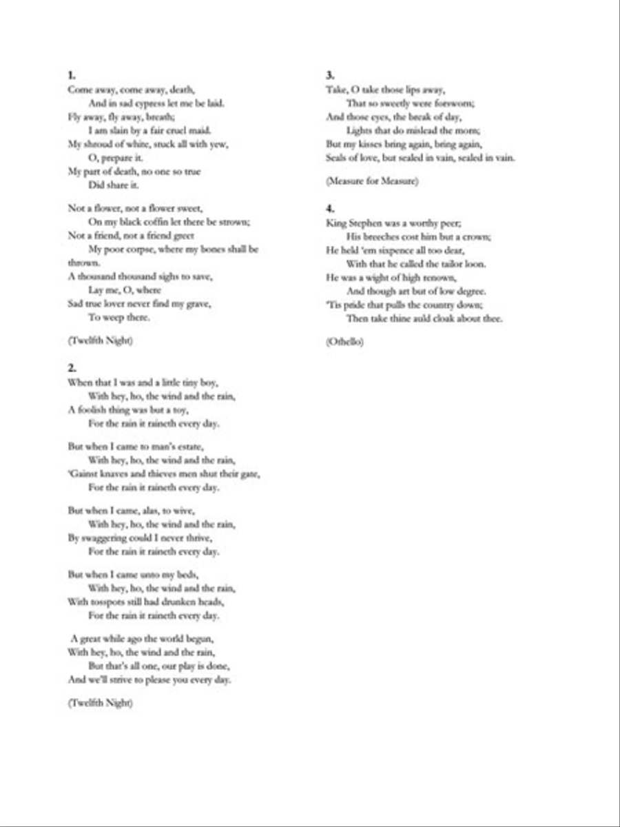 Four Shakespeare Songs Four Shakespeare Songs Voice Solo scores gallery preview page 3