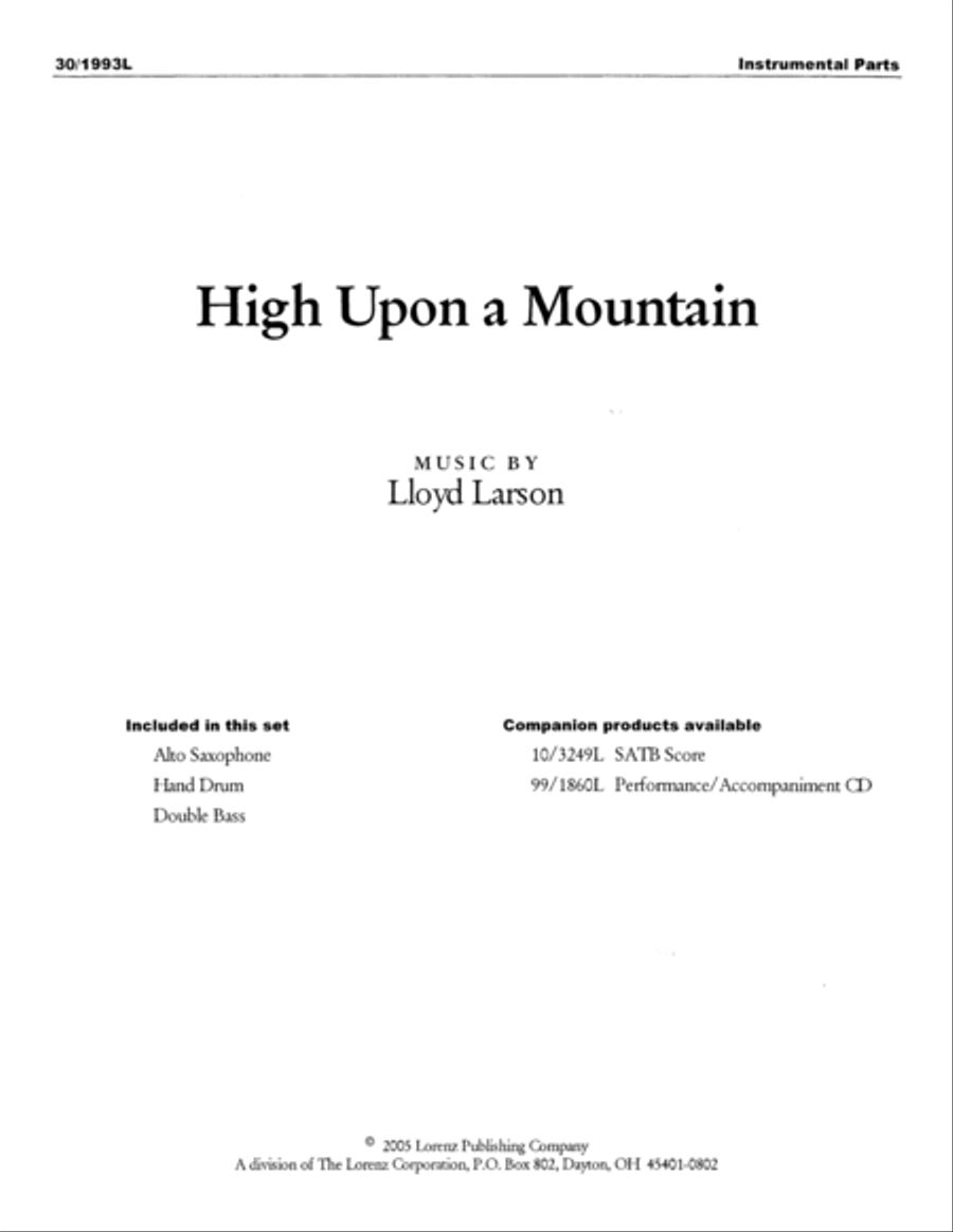 High Upon a Mountain - Instrumental Parts Alto Saxophone scores gallery preview page 1