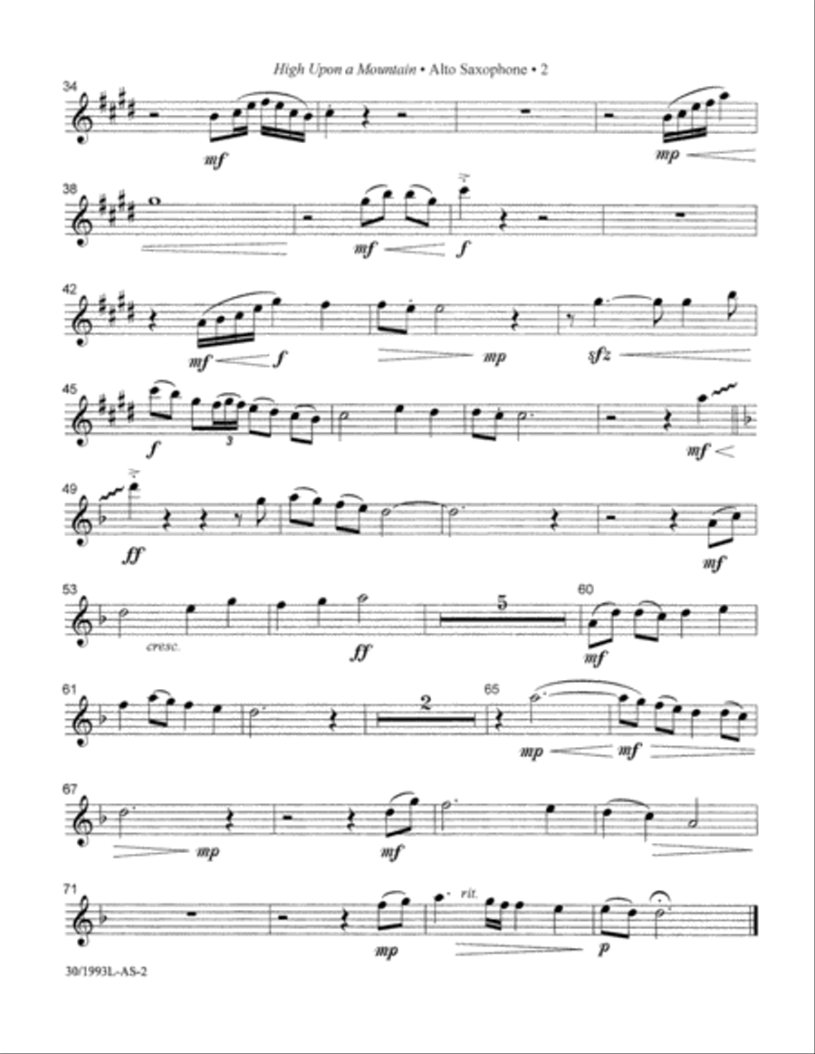 High Upon a Mountain - Instrumental Parts Alto Saxophone scores gallery preview page 3