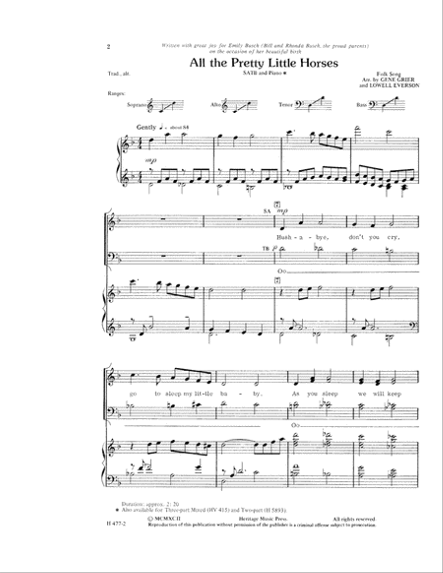 All the Pretty Little Horses (Digital Download) 4-Part scores gallery preview page 2