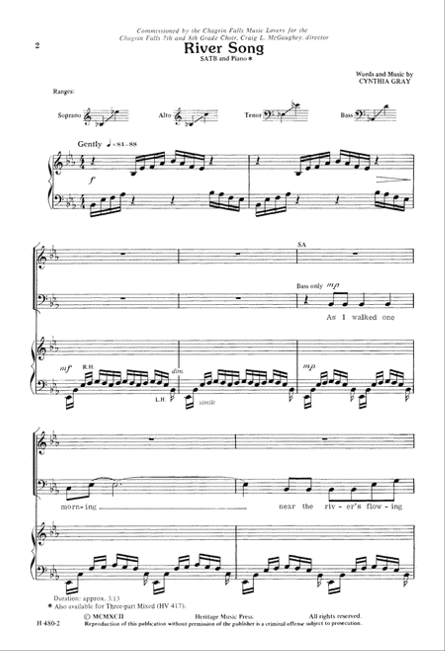 River Song (Digital Download) 4-Part scores gallery preview page 2