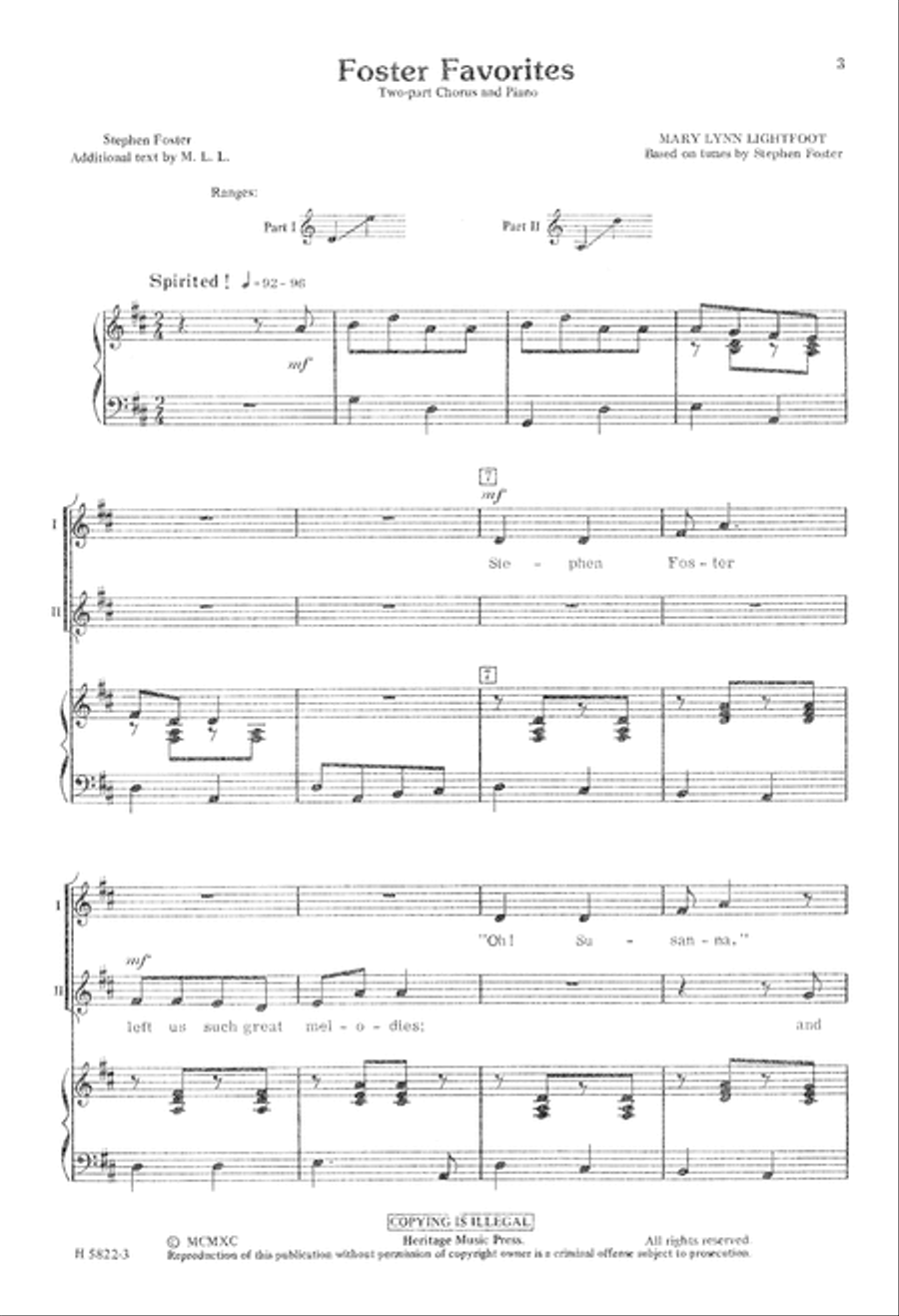 Foster Favorites (Digital Download) 2-Part scores gallery preview page 3