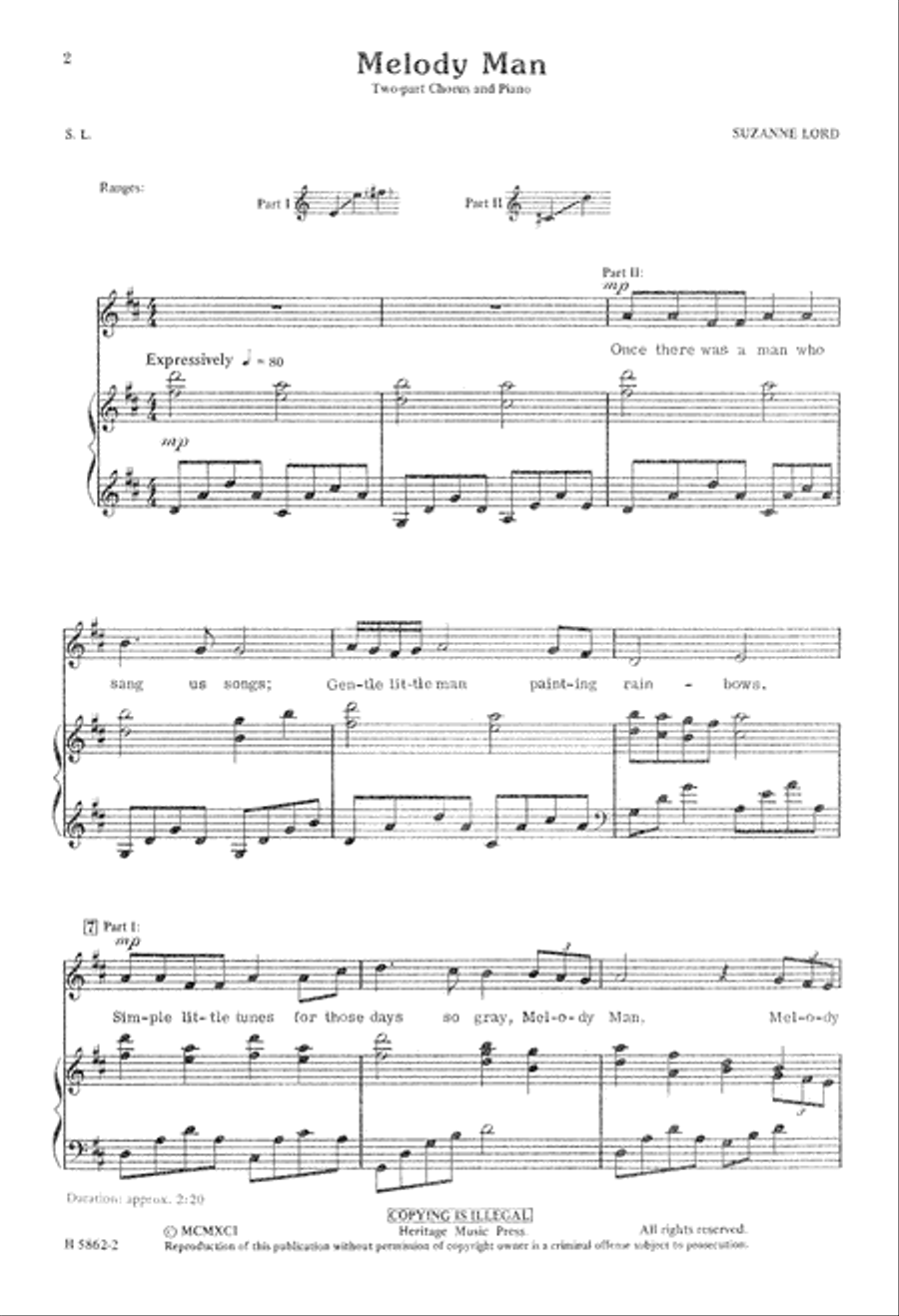 Melody Man (Digital Download) 2-Part scores gallery preview page 2