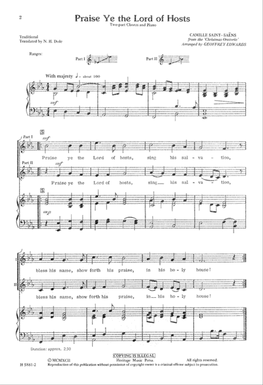 Praise Ye the Lord of Hosts (Digital Download) 2-Part scores gallery preview page 2