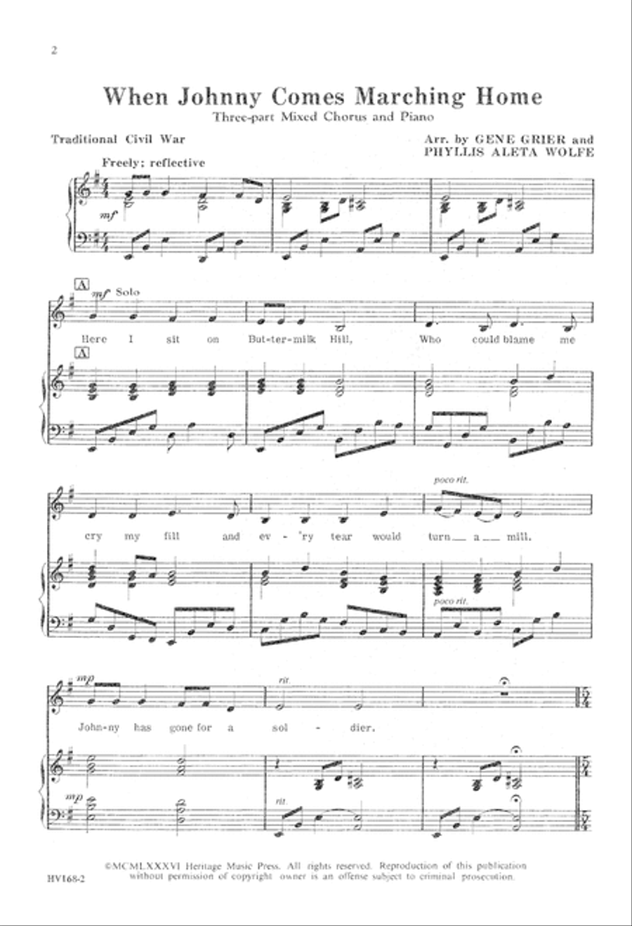 When Johnny Comes Marching Home (Digital Download) 3-Part scores gallery preview page 2