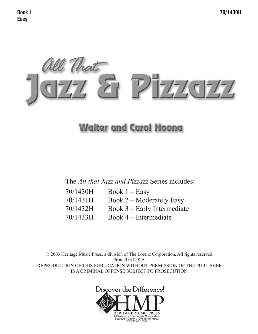 All That Jazz and Pizzazz - Book 1 (Digital Download) Piano Solo scores gallery preview page 1