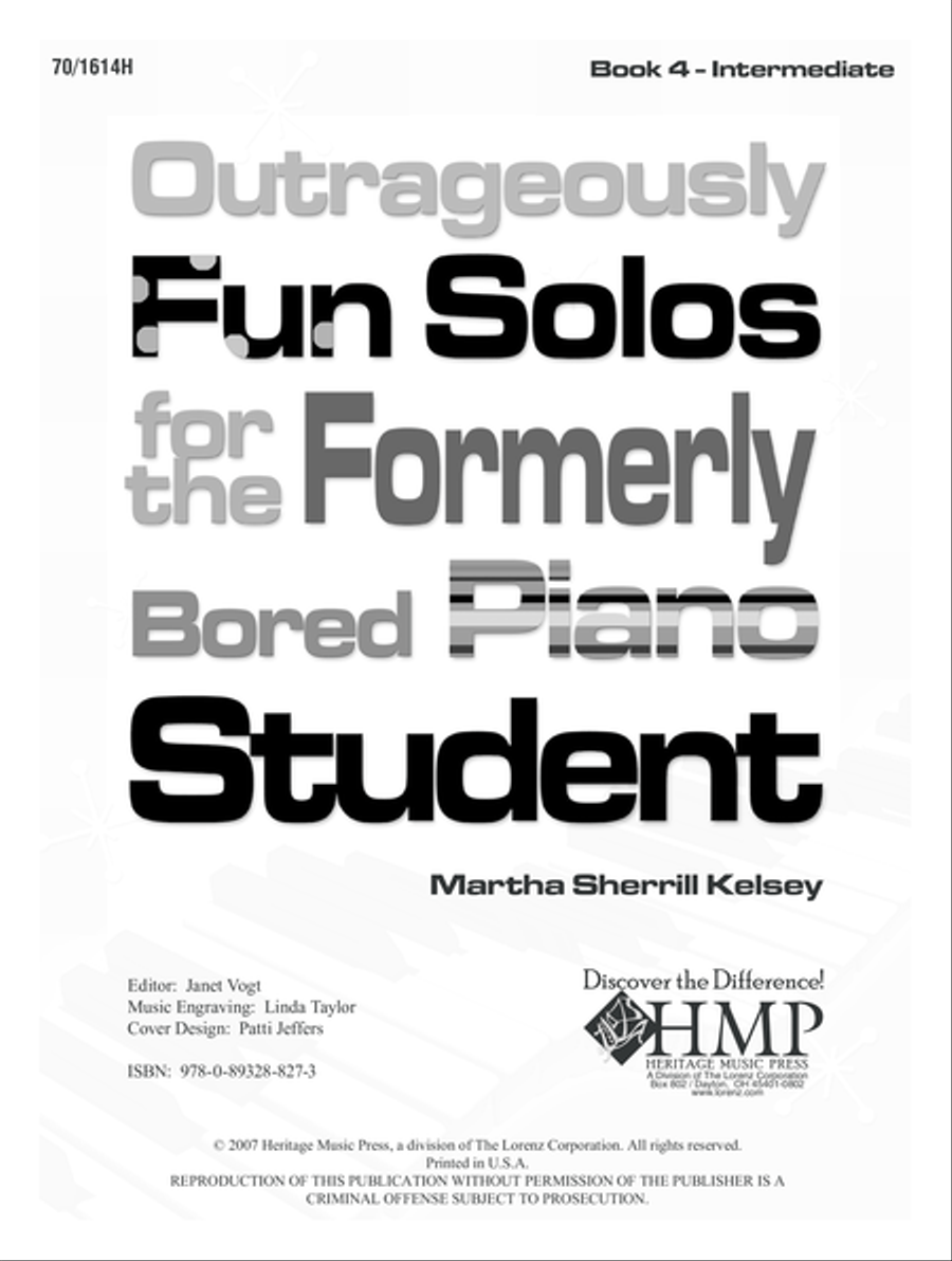 Outrageously Fun Solos for the Formerly Bored Piano Student - Book 4, Int (Digit Piano Method scores gallery preview page 1