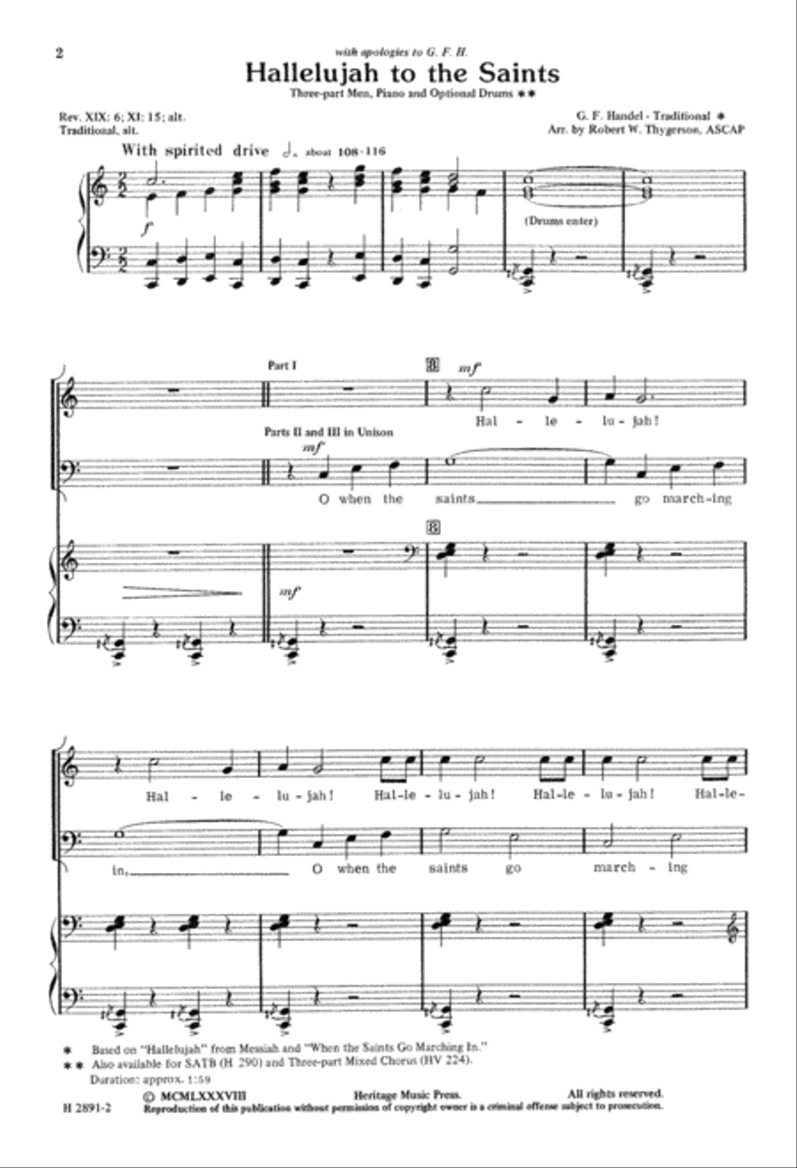 Hallelujah to the Saints (Digital Download) TTB scores gallery preview page 2
