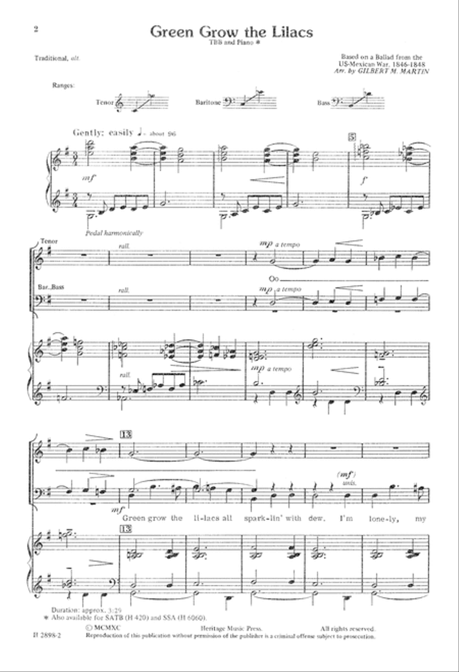 Green Grow the Lilacs (Digital Download) TTB scores gallery preview page 2