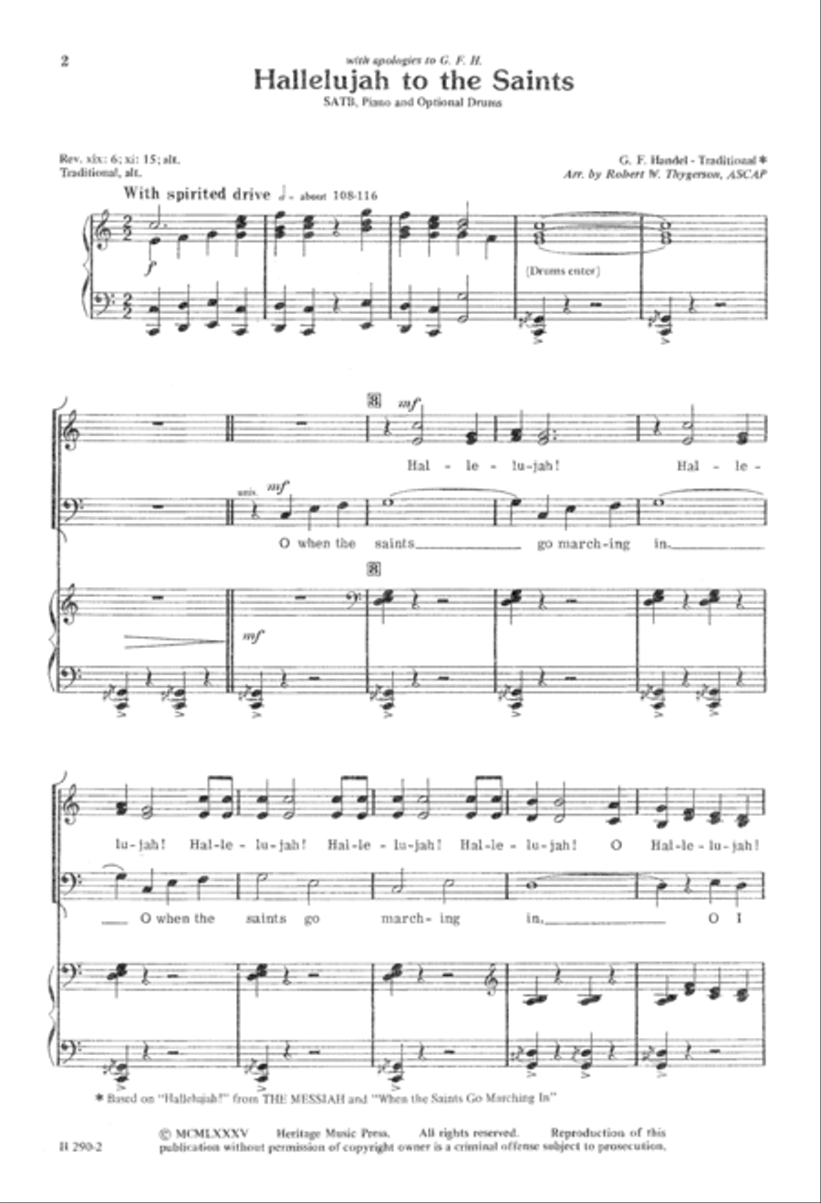 Hallelujah to the Saints (Digital Download) 4-Part scores gallery preview page 2