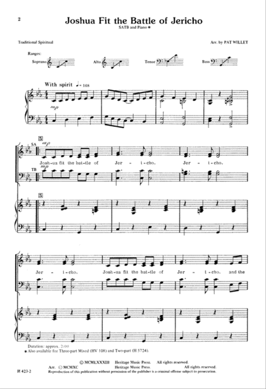 Joshua Fit the Battle of Jericho (Digital Download) 4-Part scores gallery preview page 2