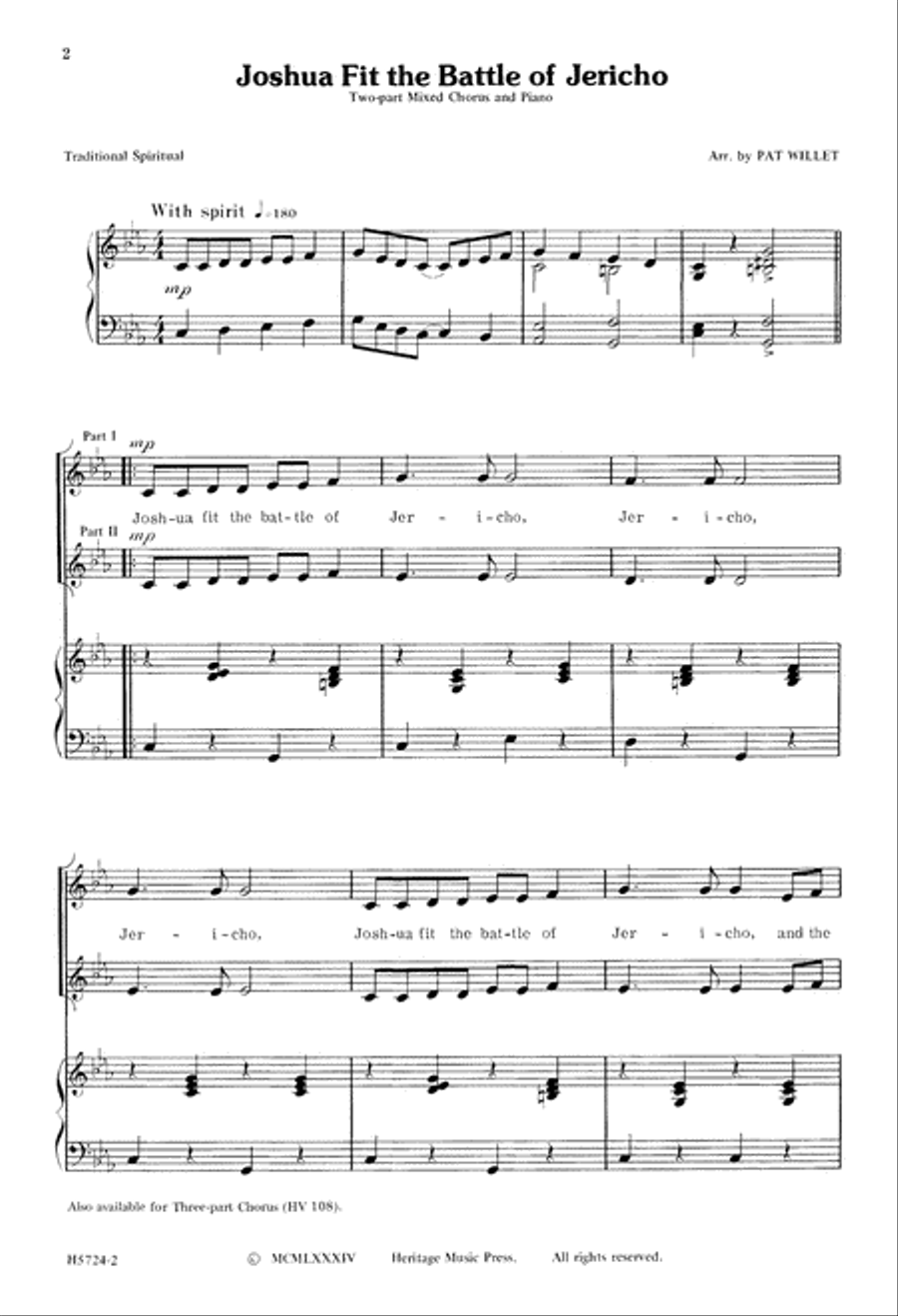 Joshua Fit the Battle of Jericho (Digital Download) 2-Part scores gallery preview page 2