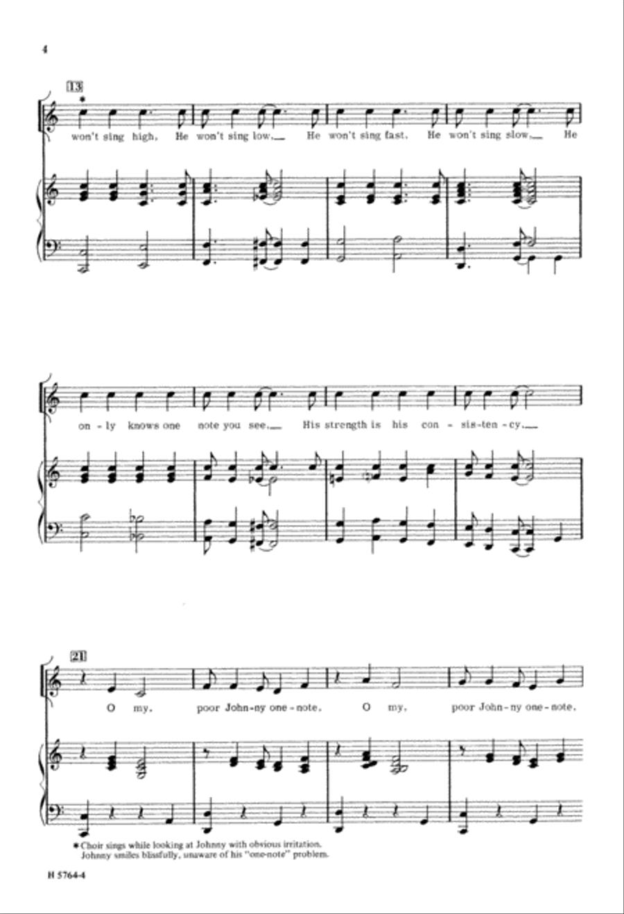 Johnny One-Note (Digital Download) Unison Choir scores gallery preview page 4