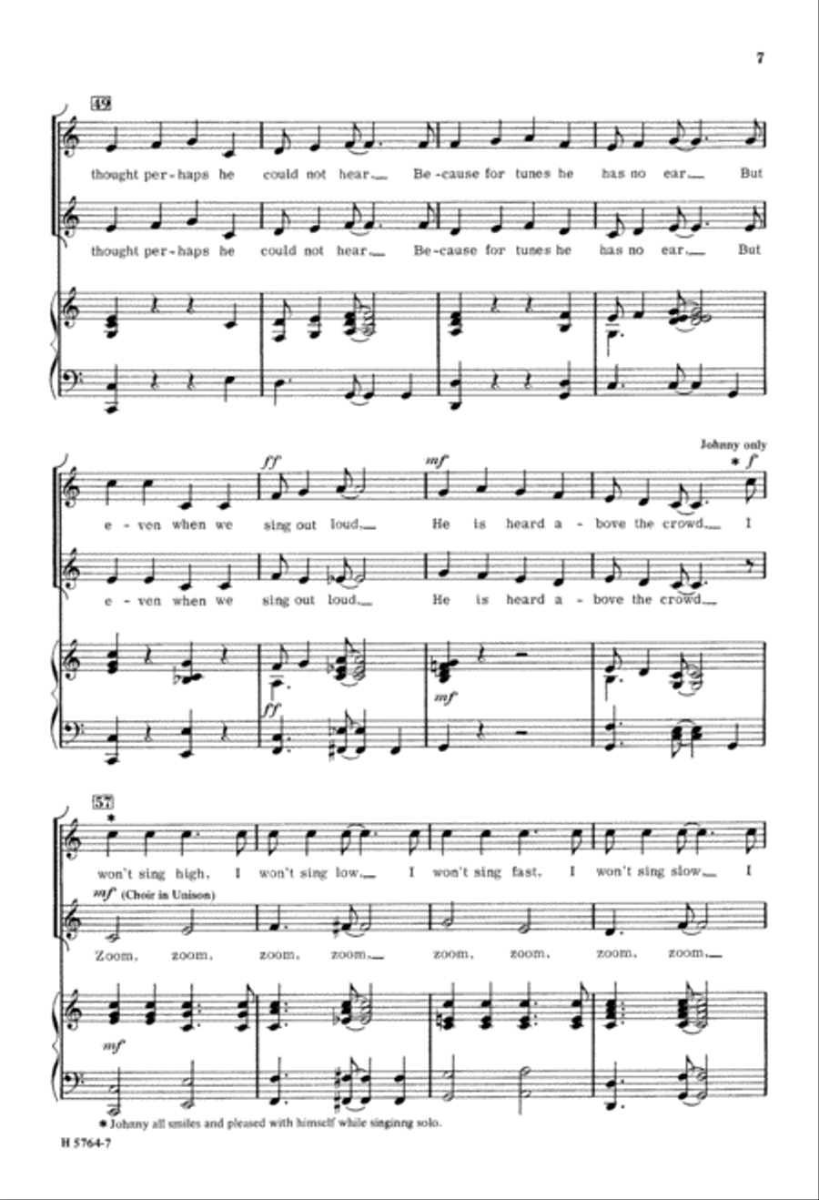 Johnny One-Note (Digital Download) Unison Choir scores gallery preview page 7