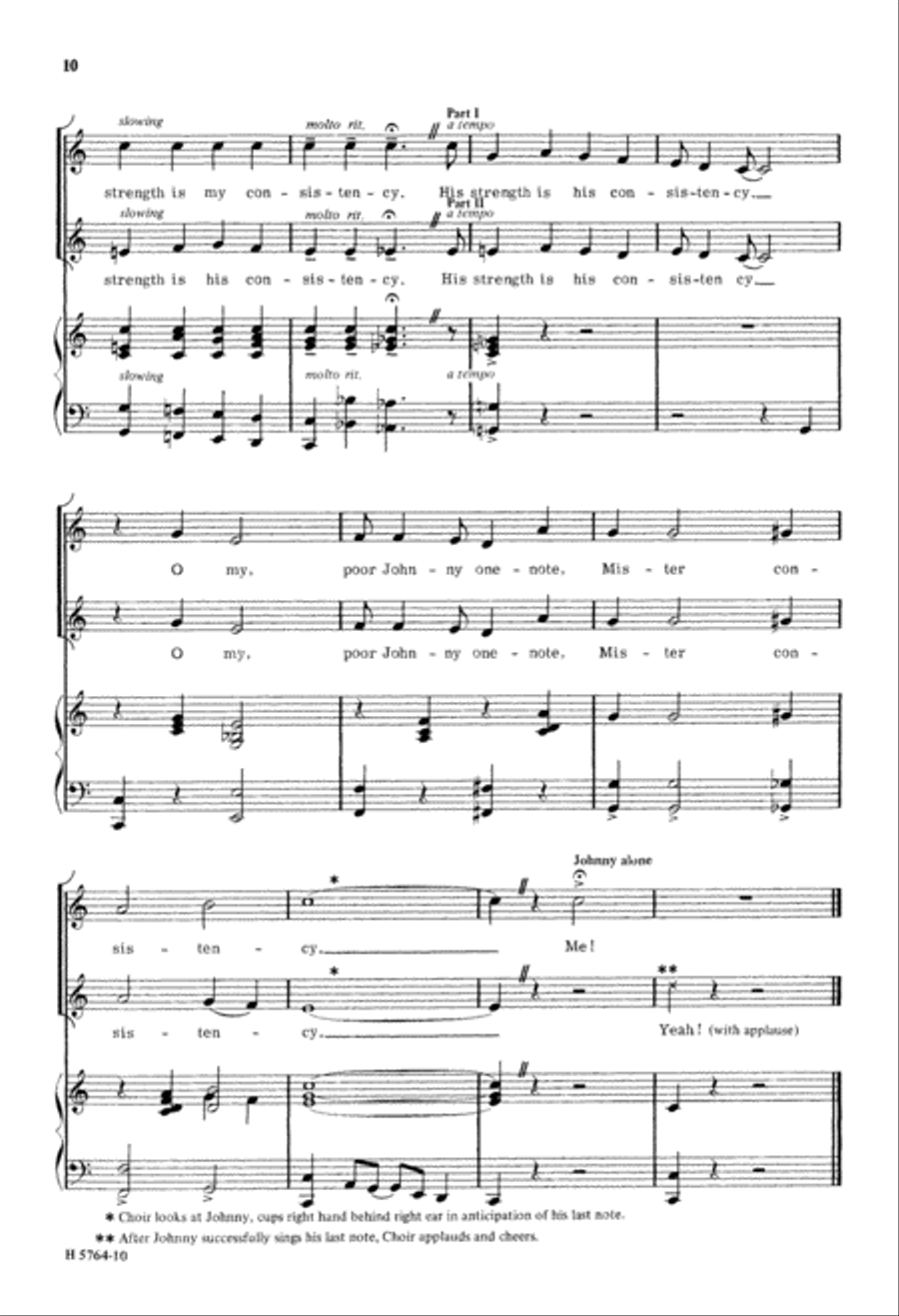 Johnny One-Note (Digital Download) Unison Choir scores gallery preview page 10