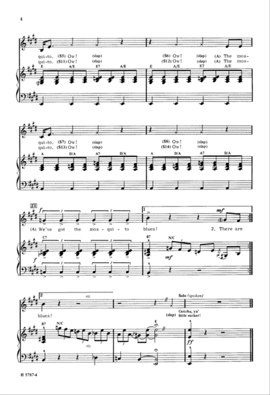 The Mosquito Blues (Digital Download) Unison Choir scores gallery preview page 4
