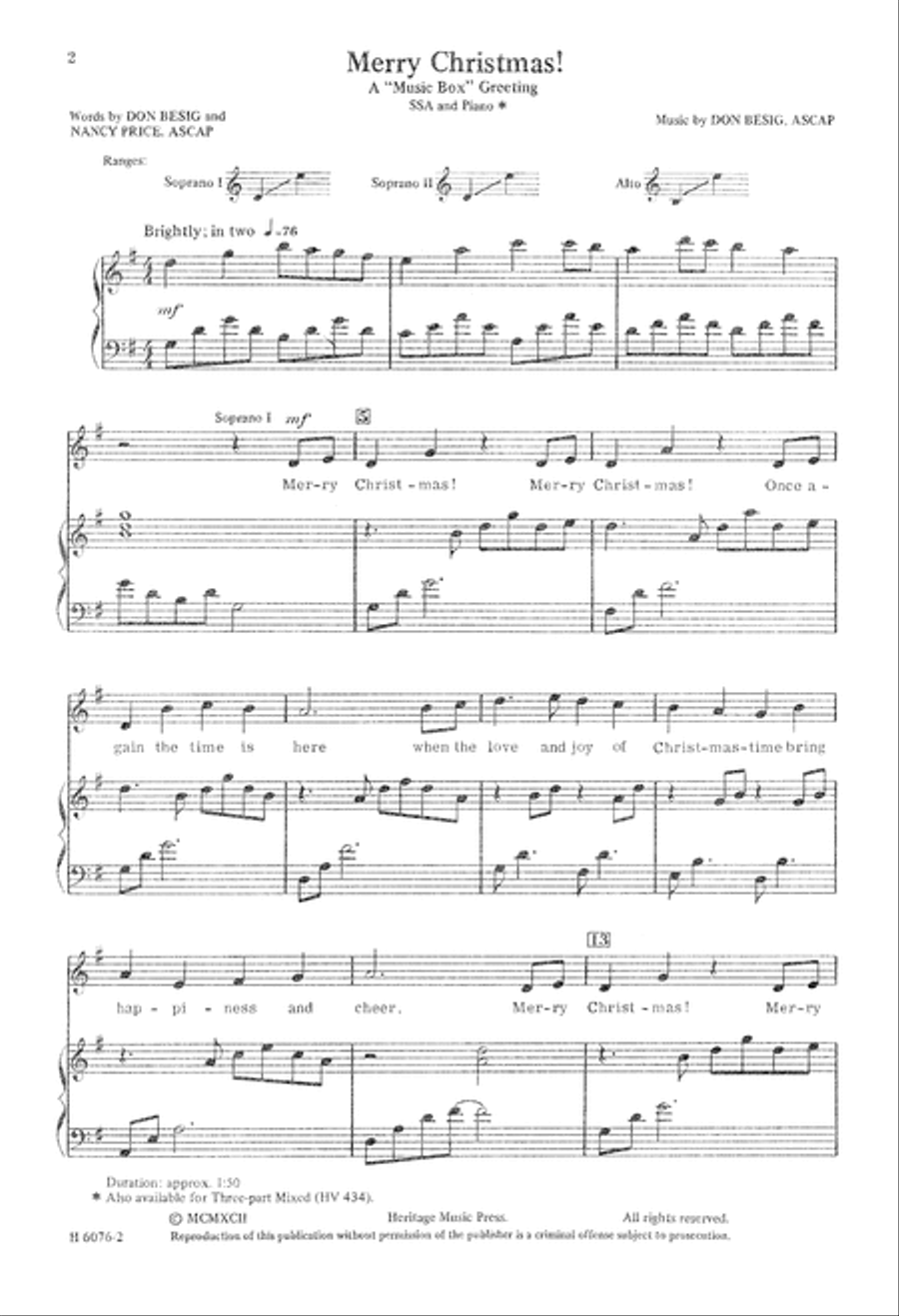 Merry Christmas (Digital Download) SSA scores gallery preview page 2