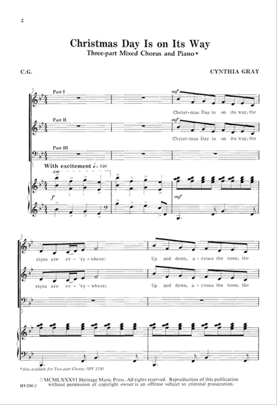 Christmas Day Is On Its Way (Digital Download) 3-Part scores gallery preview page 2