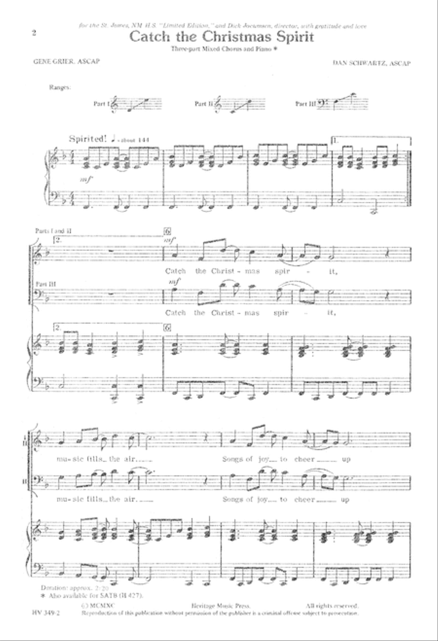 Catch the Christmas Spirit (Digital Download) 3-Part scores gallery preview page 2
