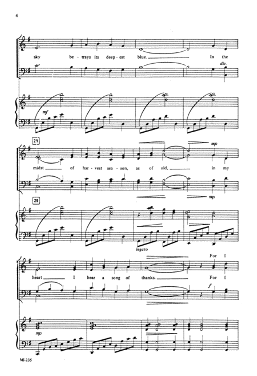 A Song of Thanks (Digital Download) 4-Part scores gallery preview page 4